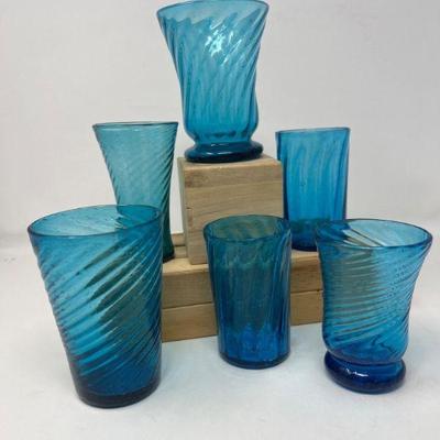 61 vintagebluehandblownglassware