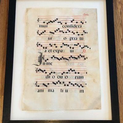 116 framedmedievalliturgicalchantmanuscriptleafonvellum