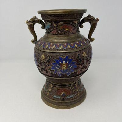 80 vintagejapanesechamplevebrassenamelvase