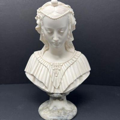 Alabaster Marble Bust – Angelica Maria by A. Giannelli, 1940 (Italy)