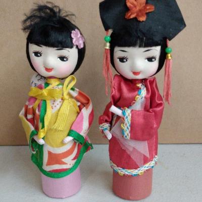 Wood Peg Asian Dolls 