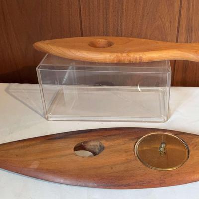 MCM Teak Wood Single Wine Bottle Holder/Bottle Coddle Robert Moore Surf Board 