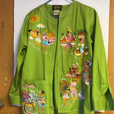 Bob Mackie Wearable Art Embroidered Spring Green Jacket