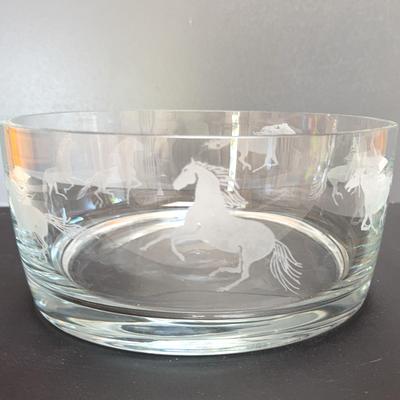 Galloping Horses Etched Serving Bowl 