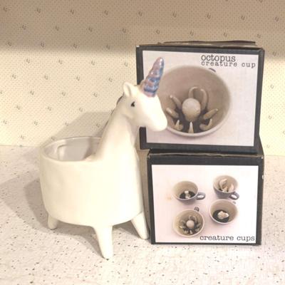 Lolly Unicorn Planter & Creature Cups Octopus
