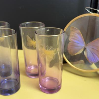 Avon Butterfly Tumbler Glasses in Shades of Purple