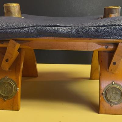 Camel Saddle Foot Stool w/Metal Accents 