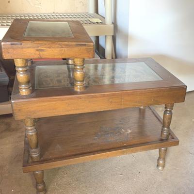 Carved Asian Motif Triple Deck End Table
