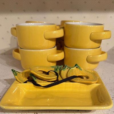 Roshco Ceramic Soup Cups Sunshine Yellow 
