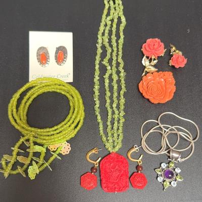 Green & Salmon Color Jewelry