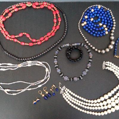 Red, White and Blue Beaded Necklaces