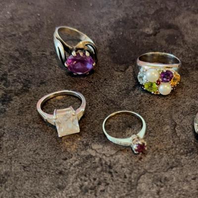 Sterling, Sapphire, Topaz, Amethyst Rings
