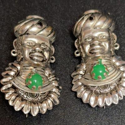 Vintage Blackamoor Chatelaine Sweater Guard Pins