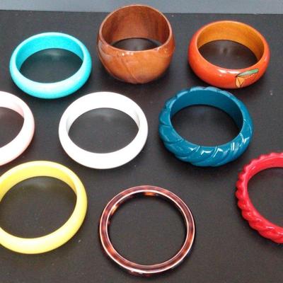 Wood and Vintage Plastic Bangles 