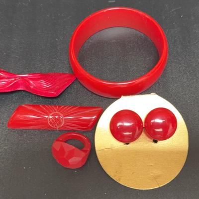 Vintage Red Plastic Jewelry 