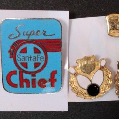 Vintage Pins-Bowling, Seahawks, Super Santa Fe Chief