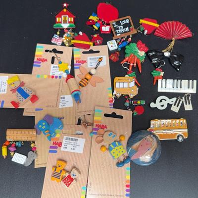 Haba Wood, School Theme, and Other Jewelry 