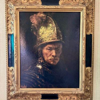 Framed Reproduction of “Man in a Golden Helmet” After Rembrandt	