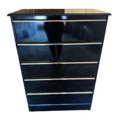 Vintage Perdue Furniture Black & Gold 5-Drawer Dresser	