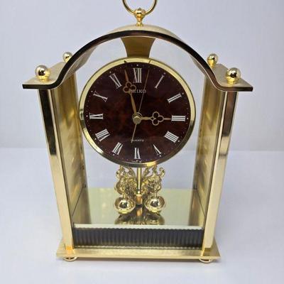 Seiko Quartz Mantel Clock – Gold-Tone Case & Rotating Pendulum	