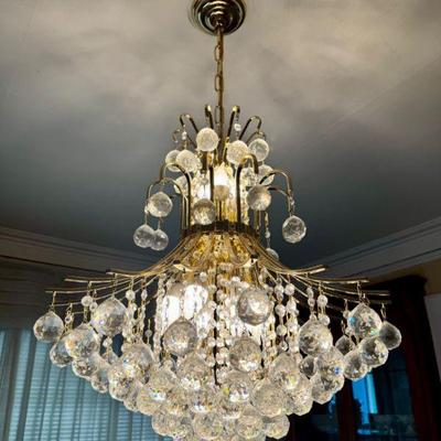 Raindrop Crystal Chandelier w/ Cascading Glass Prisms	