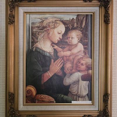 Framed Reproduction of Filippo Lippi’s Madonna & Child w/ Angels	