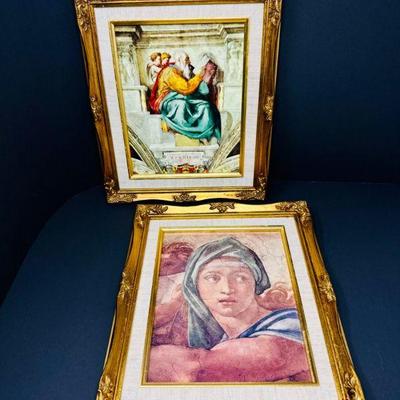 Framed Sistine Chapel Prints – Prophet Zechariah & Delphic Sibyl	