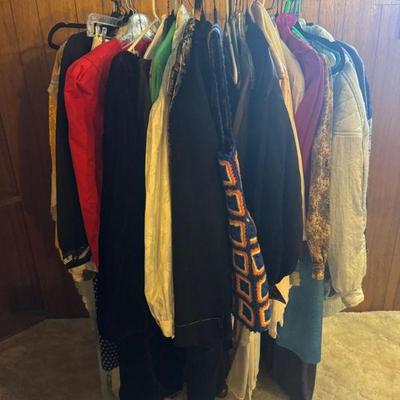 Half-Moon Metal Clothing Rack w/ Vintage Garments & Sewing Projects	
