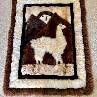 Peruvian Llama Wool Wall Hanging or Rug – Handcrafted Folk Art	