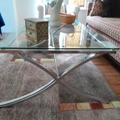 Chrome and glass contemporary coffee table