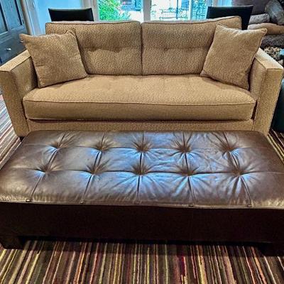 Sleeper sofa and leather table ottoman