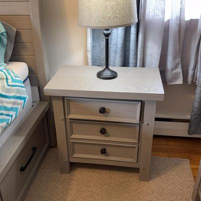 2 Gray Matching Side Tables Or Nightstands W/ Lamps