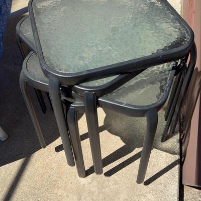 3 small Square Patio Tables