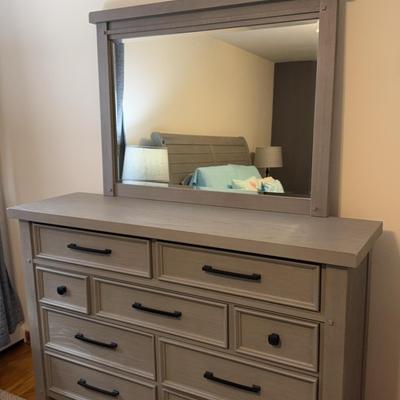 Gray Dresser With Mirror