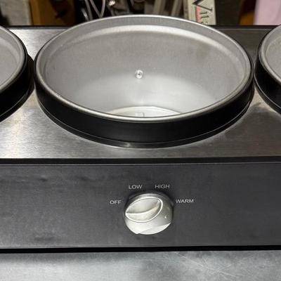 Triple Slow Cooker Buffet Server – Gibson Signature – 3 Crock Warmers with Controls