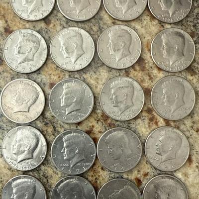 Vintage Kennedy Half Dollar Collection – 25 Coins (1971–1979 + Bicentennials)