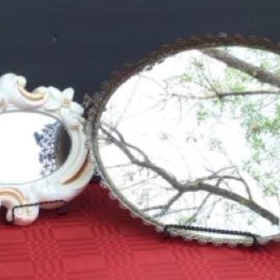 Vintage Filigree And Vintage Chalk Mirror 