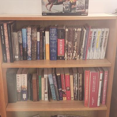 Bookshelf With Books And Magazines