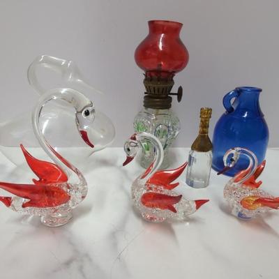 Hand Blown Mini Glass Swans 