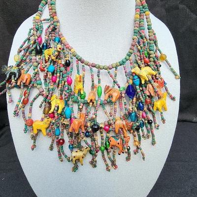 Vintage Multi-Strand Safari Necklace
