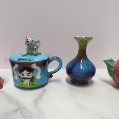 Figurines Miniature-Monkey, Mouse, Teapot