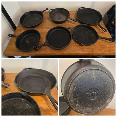 6 Cast Iron Skillet Pans, Lodge, American