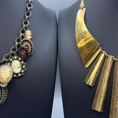 Graziano Cameo And Signed Art Deco Necklaces 