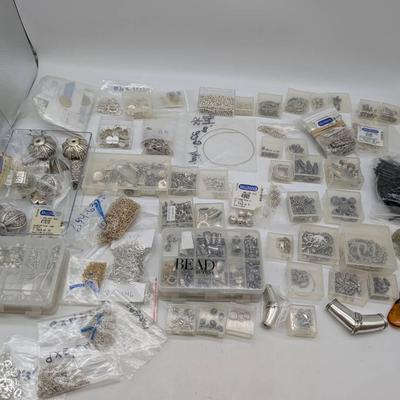 Assortment Of Silver Jewelry Making Supplies 