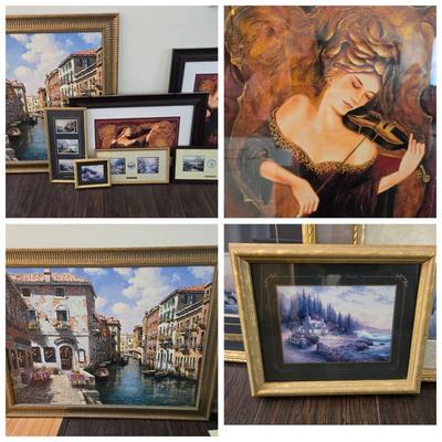 7 Pc Art Prints; Thomas Kinkade, Scenic, Giclee