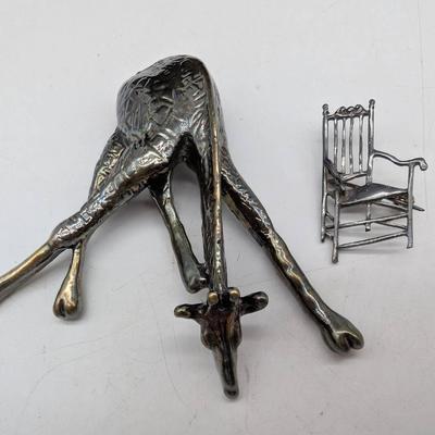 Sterling Silver Giraffe & Chair Pins