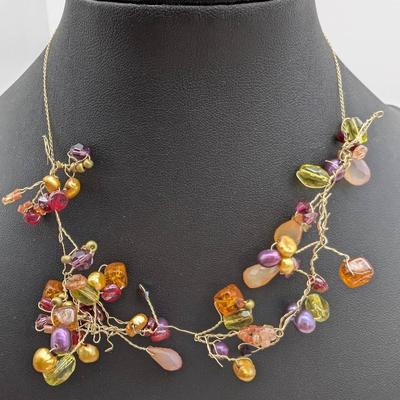 10K Gold Wire & Bead Necklace