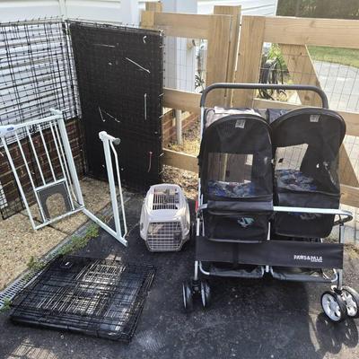 Pet Set Lot; Crates, Gate, Stroller