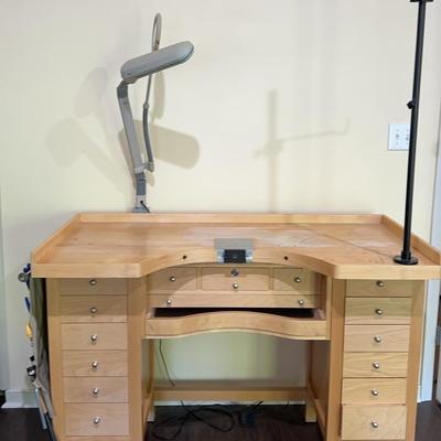 Jewelers Table With Chair And Tools