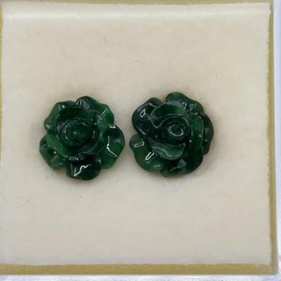Jadeite Flower Earring Fronts 
